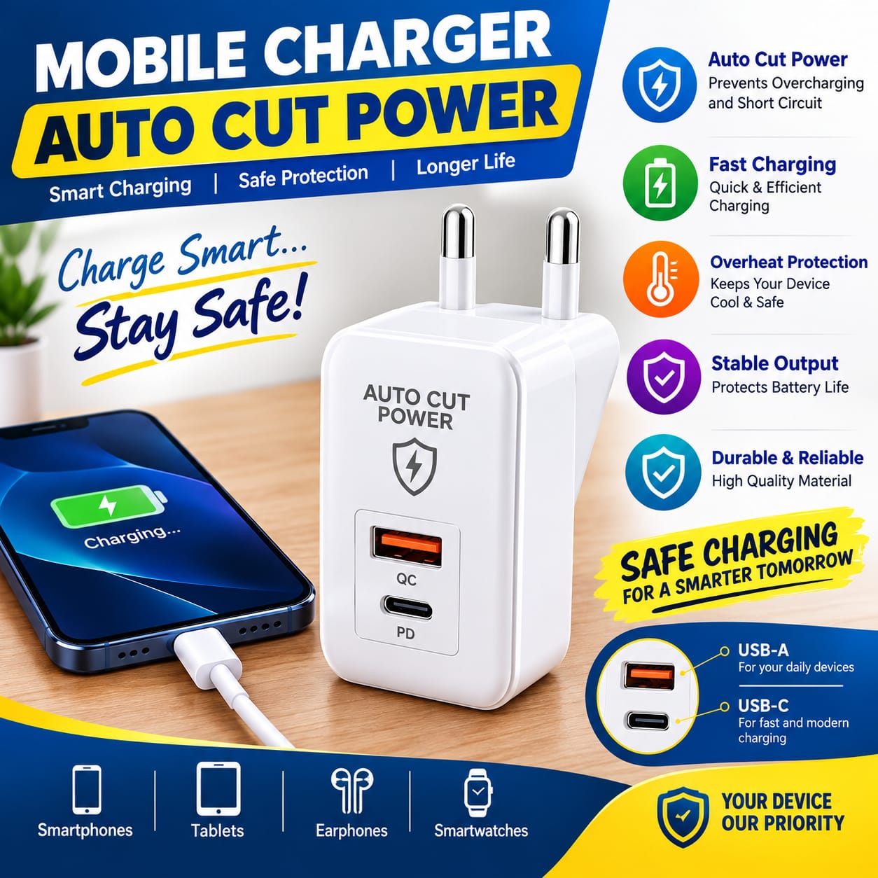 Smart Auto-Cut Fast Charger
